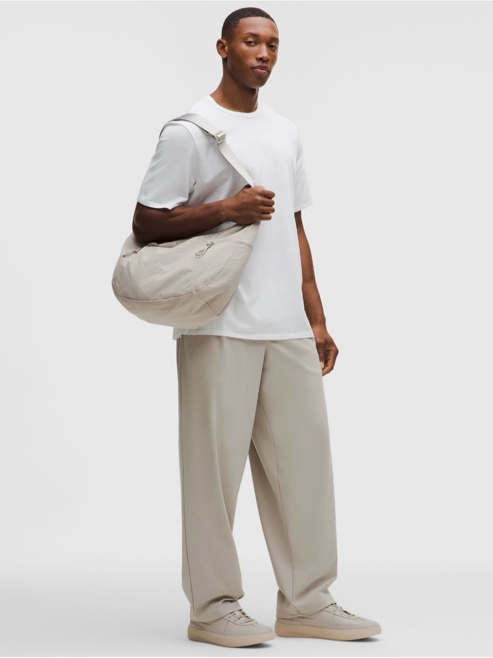 LULULEMON DOWNTOWN TAN LARGE SLOUCHY SLING BAG